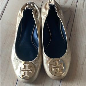 Tory Burch gold flats